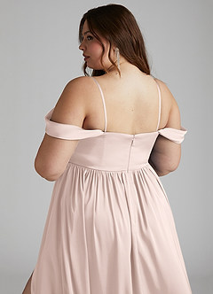 Azazie Morana Bridesmaid Dresses Blushing Pink A-Line Off the Shoulder Stretch Satin Convertible Dress image15