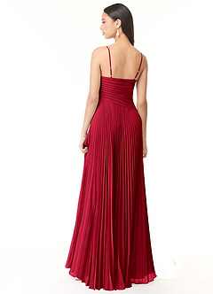 Azazie Vini Bridesmaid Dresses Scarlet A-Line V-Neck Pleated Chiffon Dress image2