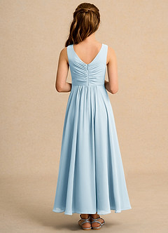 Azazie Ducky Junior Formal Blumenmädchenkleider A-Linie Plissee Chiffon Kleid Himmelblau image2