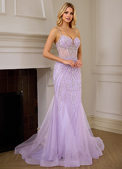 Josepheas Light Purple Beading Tulle Mermaid Corset Prom Dress image6