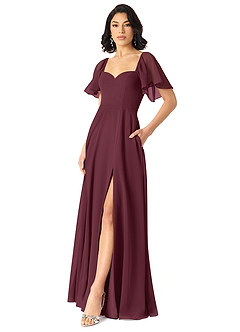 Azazie Chloe Bridesmaid Dresses Cabernet A-Line Sweetheart Neckline Chiffon Dress image5