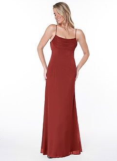 Azazie Chantal Final Sale Fuchsia A-Line Pleated Mesh Dress image4