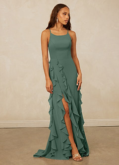 Christian Siriano Bridal for Azazie 1006 Bridesmaid Dresses Sea Moss Mermaid Ruched Chiffon Dress image1