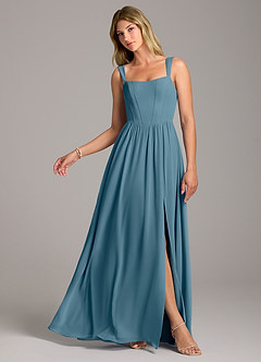 Azazie Rosaline Bridesmaid Dresses Bermuda A-Line Side Slit Chiffon Dress image1
