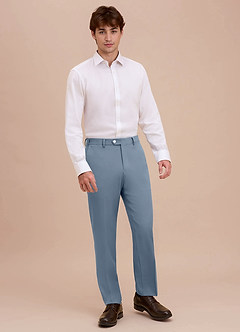 front Ethan Dusty Blue Refined Weave Dress Pants