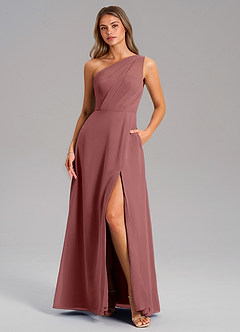 Azazie Phaedra Jurken voor bruidsmeisjes Jurk van Chiffon met A-Lijn One-Shoulder Amethist image3
