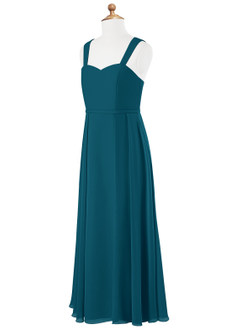 Azazie Simoan Junior Abito A-Line in Chiffon Scollo a Cuore Blu Inchiostro image6
