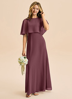 Azazie Maris Junior Abito A-Line in Chiffon Sangria image1