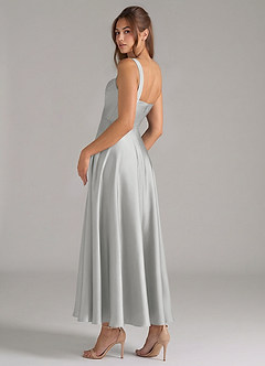 Azazie Shaude Brautjungfernkleider A-Linie Plissee Stretch-Satin Kleid Silber image7