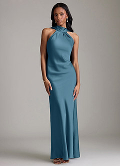 Azazie Cassiana Bridesmaid Dresses Bermuda Mermaid Pleated Stretch Satin Dress image1