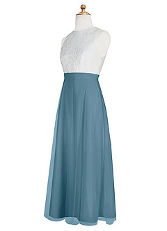 Azazie Albertine Junior Abito A-Line in Chiffon Pizzo Bermuda image9