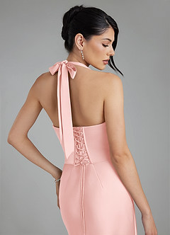 Azazie Torrance Robes de demoiselle d'honneur Robe Sirène en Satin extensible Corset Rose Poudré image2