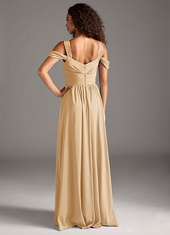 Azazie Lianne Brautjungfernkleider A-Linie Schulterfrei Stretch-Satin Kleid Gold image11