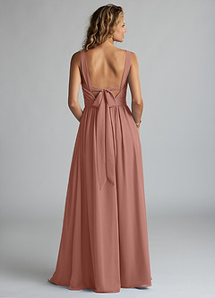 Azazie Aziza Bridesmaid Dresses Cedar Rose A-Line V-Neck Pleated Chiffon Dress image4