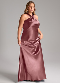 Azazie Doretta Bridesmaid Dresses Vintage Mauve Mermaid Bow Metallic Satin Dress image11