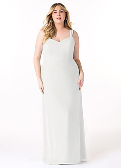 Azazie Denice Bridesmaid Dresses White Sheath Pleated Chiffon Dress image9