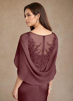 Azazie Hera Mother of the Bride Dresses Sangria A-Line Lace Stretch Satin Dress image6