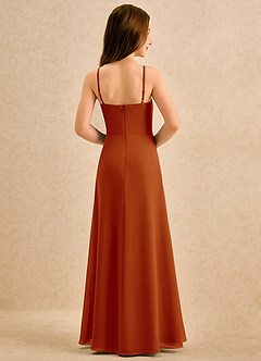 Azazie lolly Girls Formal Blumenmädchenkleider A-Linie Plissee Chiffon Kleid Paprika image2