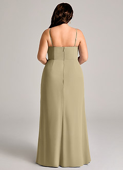 Azazie Maci Bridesmaid Dresses Moss Green Sheath Pleated Chiffon Dress image9