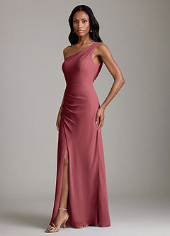 Azazie Madelyn Bridesmaid Dresses Merlot Mermaid One Shoulder Chiffon Convertible Dress image6