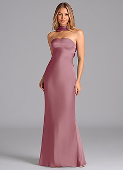 Azazie Lusinda Bridesmaid Dresses Vintage Mauve Mermaid Strapless Stretch Satin Dress image4