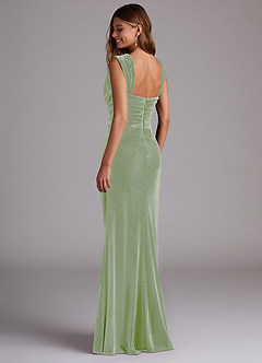 Azazie Genesis Bridesmaid Dresses Dusty Sage Sheath Pleated Velvet Dress image6