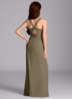 Azazie Mero Junior Willow Green Mermaid Pleated Chiffon Dress image2