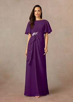 Azazie Rain Mother of the Bride Dresses Grape Sheath Beaded Chiffon Dress image1