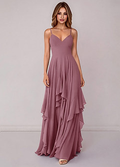 Azazie Zaina Bridesmaid Dresses Vintage Mauve A-Line Chiffon Dress image4