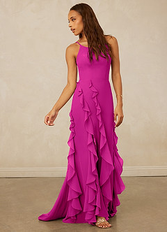 Christian Siriano Bridal for Azazie 1006 Brautjungfernkleider Meerjungfrau-Linie Gestreift Chiffon Kleid Fuchsia image4