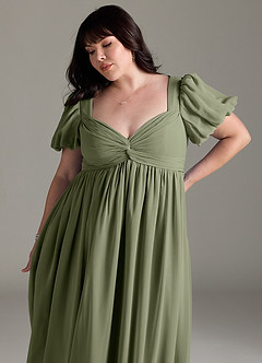 Azazie Madisynn Maternity Bridesmaid Dresses Bow Chiffon Floor-Length Dress image9