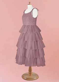 Barbie ♥ Azazie vestidos de niña de las flores Vestido de Rosa Polvorienta de Tul de Corte En A con Tirante Espagueti image12