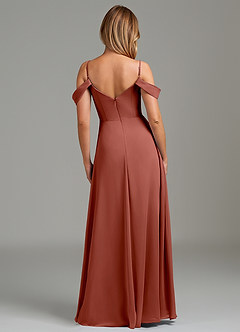 Azazie Julianne Bridesmaid Dresses Auburn A-Line Off the Shoulder Chiffon Dress image4
