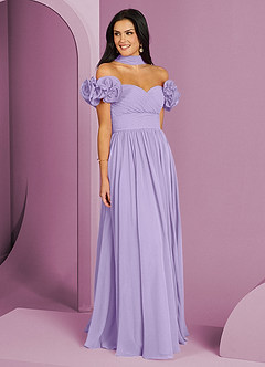 Barbie ♥ Azazie Jurken voor bruidsmeisjes Converteerbaar Jurk van Chiffon met A-Lijn Off the Shoulder Lila image15