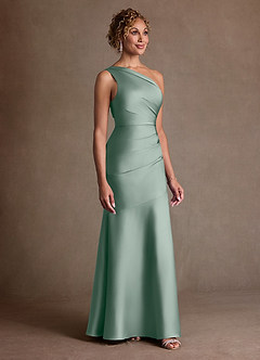 Azazie Haifa Klänningar till brudens mor Klä Sjöjungfru i Stretch Satin Ena axeln Silversalvia image3