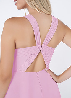 Azazie Jane Bridesmaid Dresses Candy Pink A-Line V-Neck Pleated Chiffon Dress image5