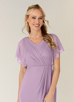 Azazie Waverly Mother of the Bride Dresses Wisteria Sheath Pleated Mesh Dress image5