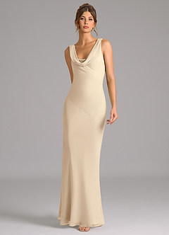 Azazie Rylina Bridesmaid Dresses Champagne Mermaid Pleated Chiffon Dress image3