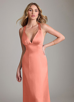 Azazie Cemion Brudtärnklänningar Klä av A-Linje i Stretch Satin Laxrosa image6