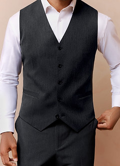 front Savile Charcoal Wool Blend Suit Vest