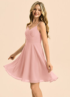 Azazie Avelina Junior Rosette A-Line Pleated Chiffon Dress image4