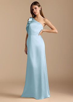 Azazie Rinna Robes de demoiselle d'honneur Robe Sirène en Satiné métallisé Rayé Bleu Ciel image4