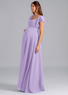 Azazie Bondi Maternity Bridesmaid Dresses A-Line Ruched Chiffon Floor-Length Dress image4