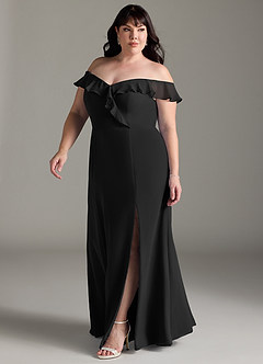 Azazie Sophie Jurken voor bruidsmeisjes Converteerbaar Jurk van Chiffon met A-Lijn Off the Shoulder Zwart image8
