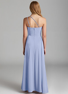 Azazie Maron Junior Ice A-Line Pleated Stretch Satin Dress image4