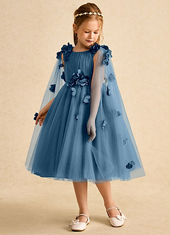 Azazie Staria Flower Girl Dresses Bermuda Ball-Gown Ruched Tulle Dress image5