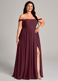 Azazie Calianna Bridesmaid Dresses Cabernet A-Line Off the Shoulder Chiffon Convertible Dress image13
