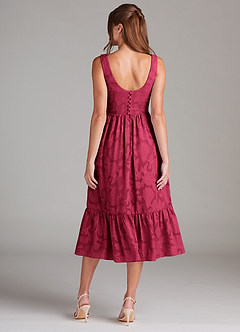 Azazie Alissa Brautjungfernkleider A-Linie mit Taschen Blumen-Burnout Kleid Burgunderrot image8