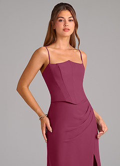 Azazie Jenine Bridesmaid Dresses Mulberry Mermaid Strapless Chiffon Dress image2