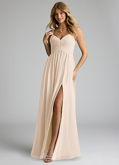 Azazie Alia Bridesmaid Dresses White Alabaster A-Line Pleated Chiffon Dress image3